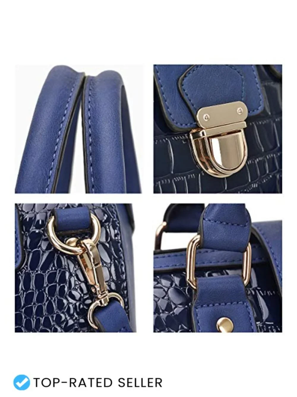 Vegan Leather Satchel Purse Boston Bag Top Handle Work Tote with Wristlet